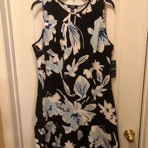 Chaps Blue Floral Drop-Waist Dress 16 NWT